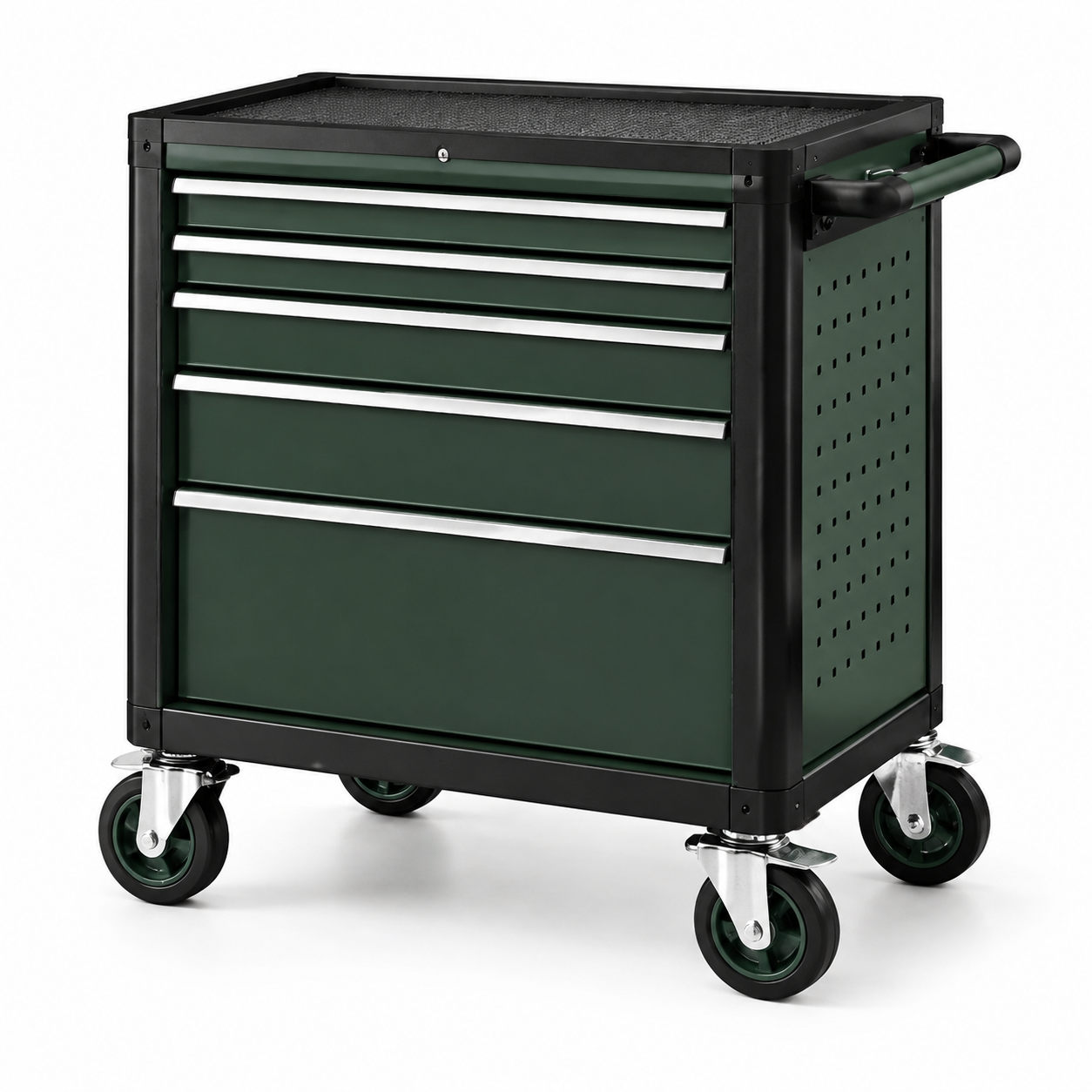 Carrello portautensili in metallo con 6 cassetti verde
