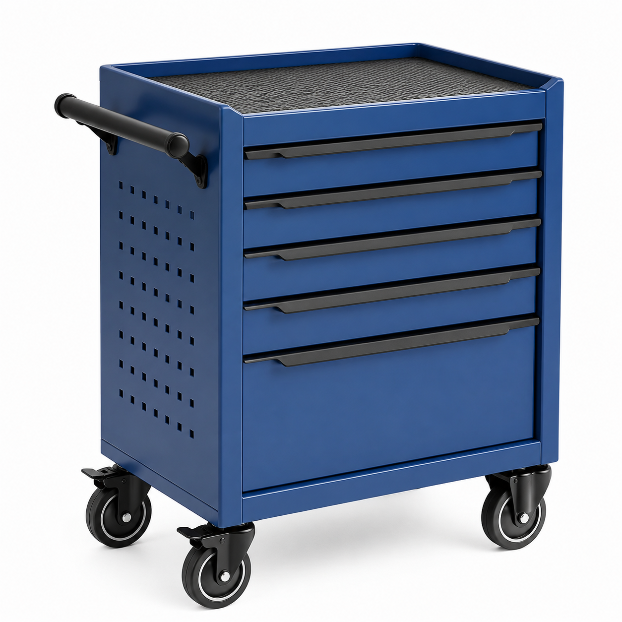 Carrello portautensili in acciaio blu con 5 cassetti