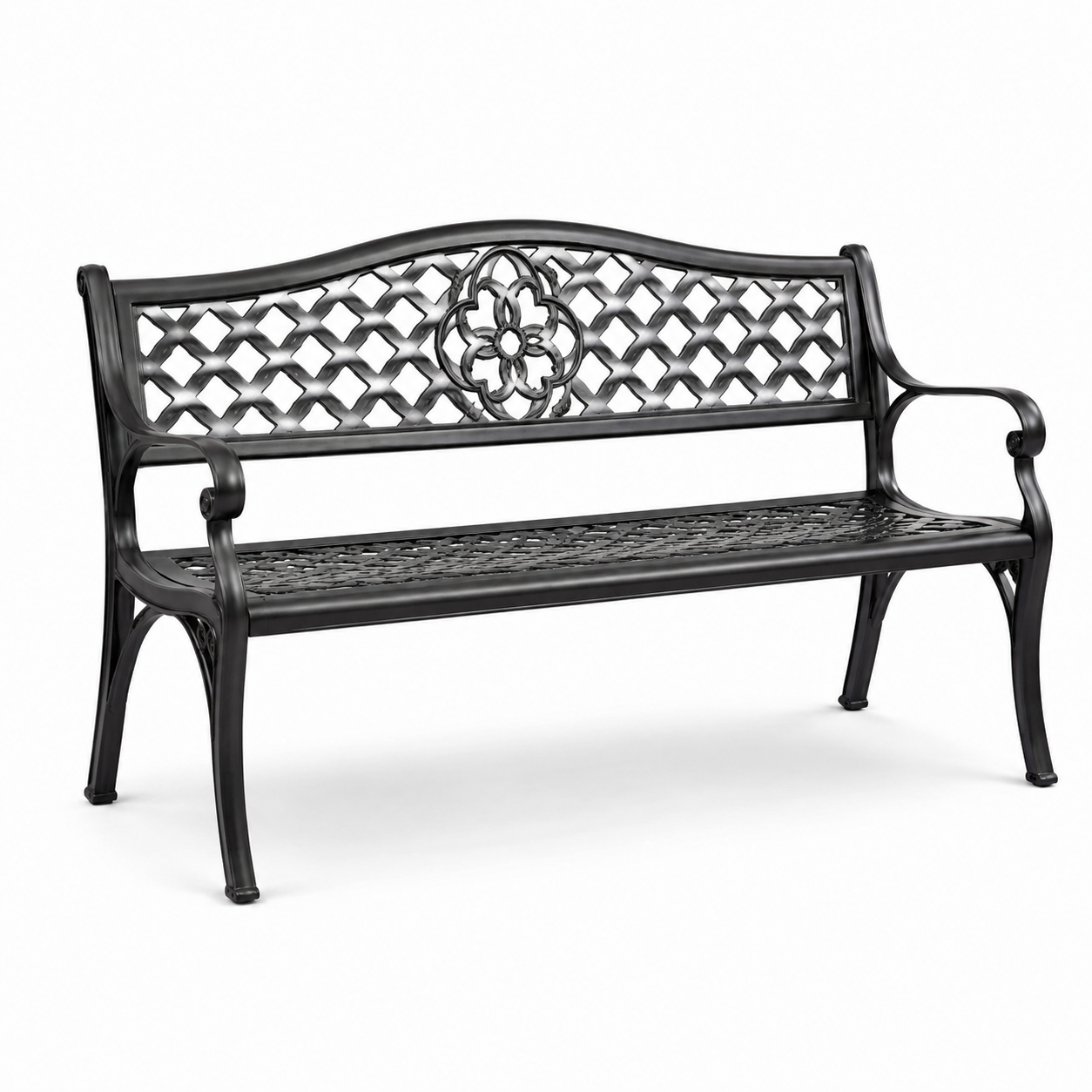 Panchina da giardino in ghisa nero 127 cm