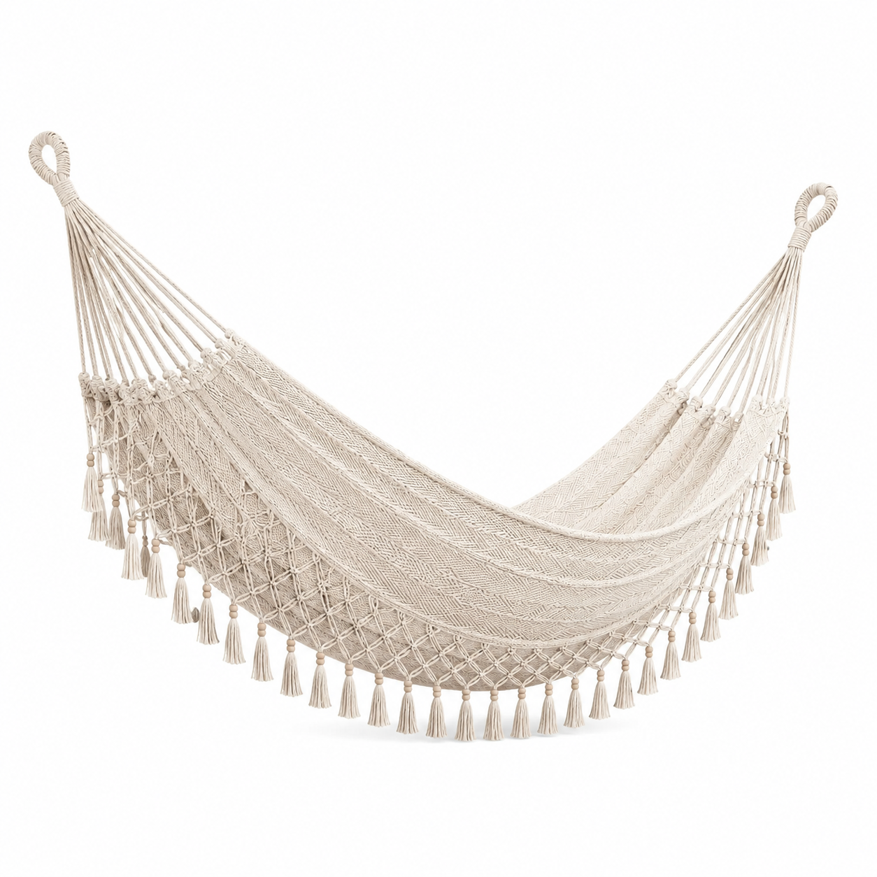 Amaca in Cotone Beige con Frange