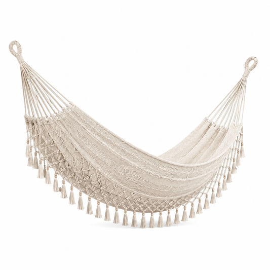 Amaca in Cotone Beige con Frange