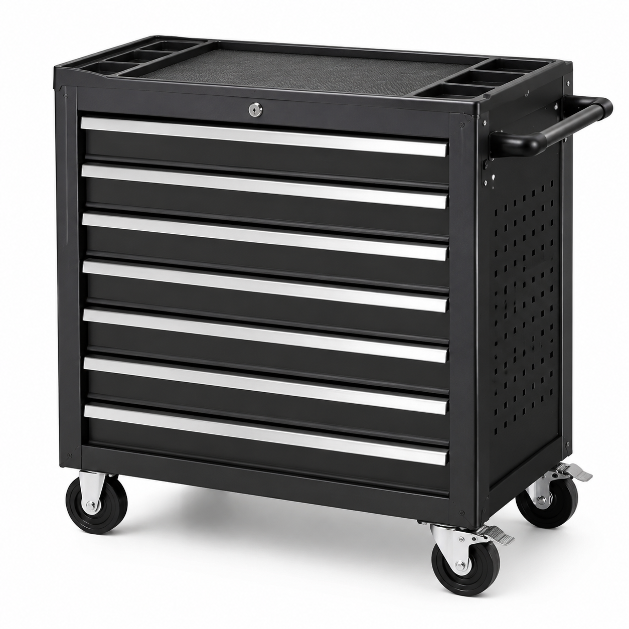 Carrello portautensili in metallo nero con 7 cassetti